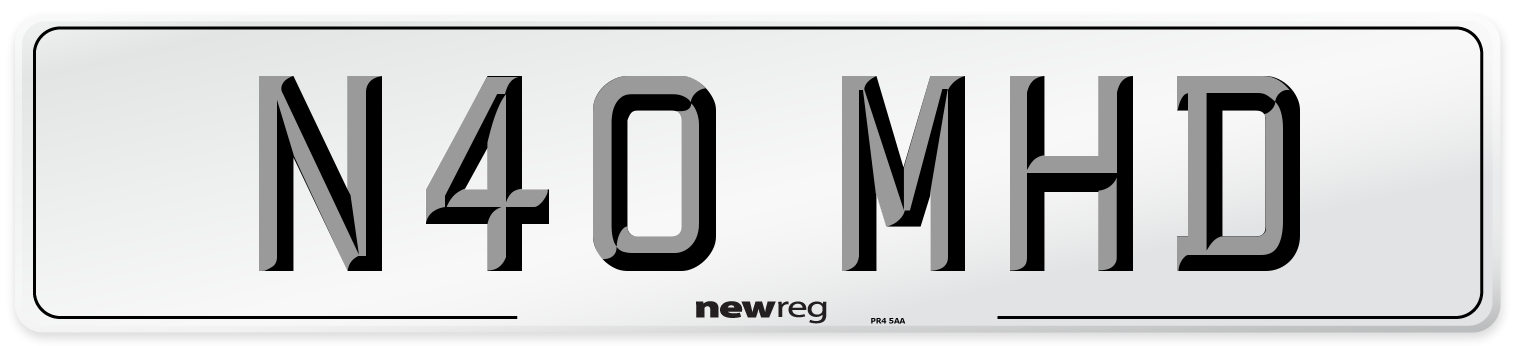 N40 MHD Number Plate from New Reg